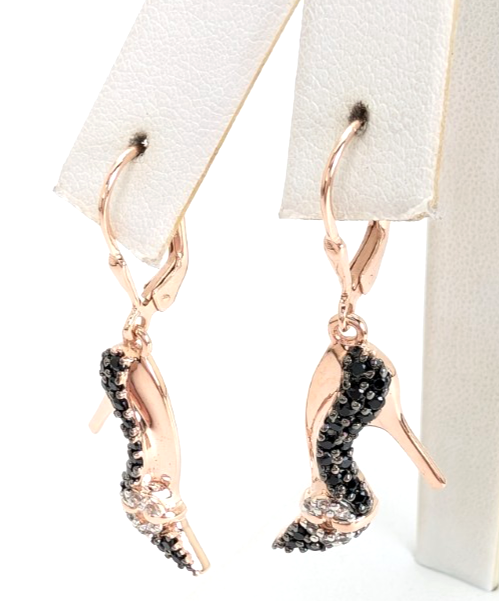 Sterling Silver 925 Pave Stiletto Shoes Dangle Earrings R984- FOX1908 - Image 6