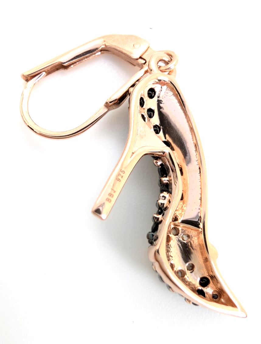 Sterling Silver 925 Pave Stiletto Shoes Dangle Earrings R984- FOX1908 - Image 13