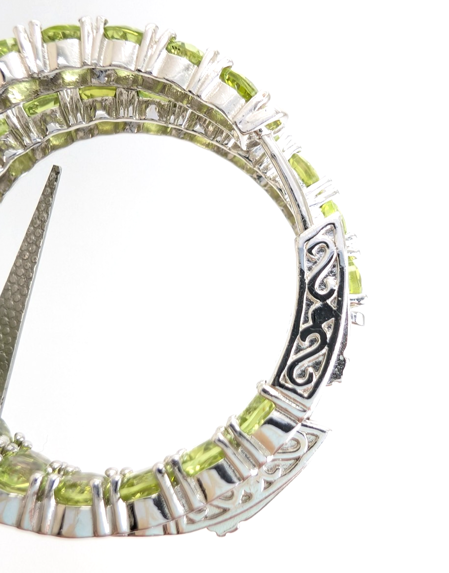Sterling Silver 925 Earrings Peridot inside- out Hoops R1047- CRN14 - Image 11
