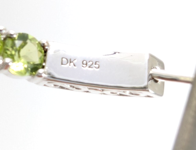 Sterling Silver 925 Earrings Peridot inside- out Hoops R1047- CRN14 - Image 13