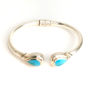 Sterling Silver 925 Bracelet Turquoise Bangle R1052- CRN19