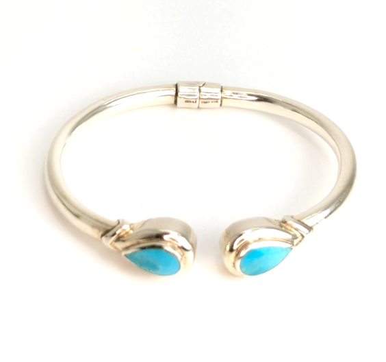 Sterling Silver 925 Bracelet Turquoise Bangle R1052- CRN19