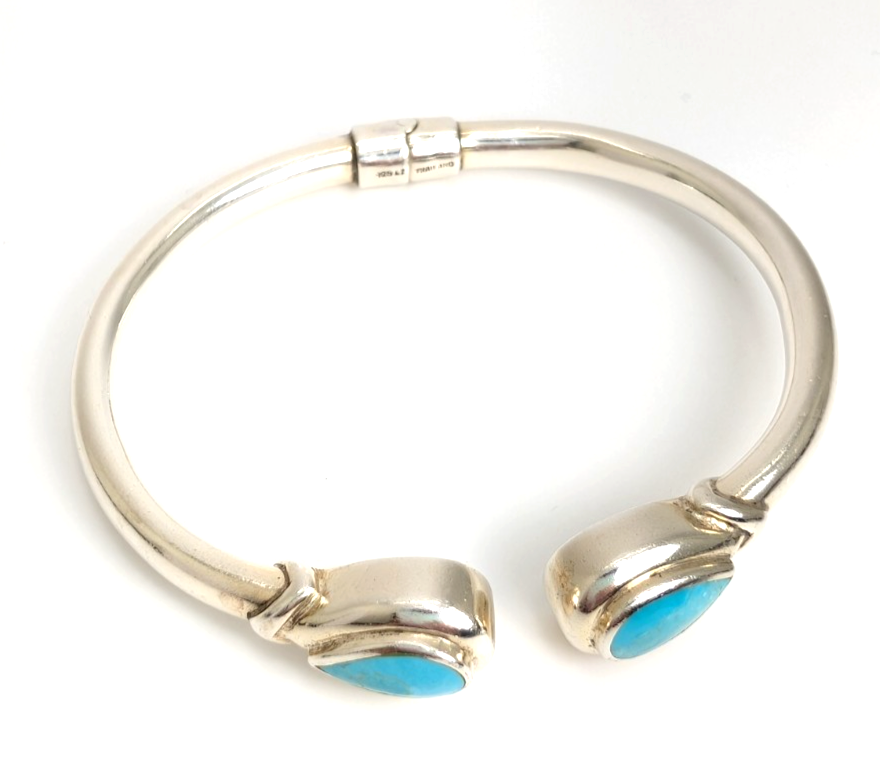 Sterling Silver 925 Bracelet Turquoise Bangle R1052- CRN19 - Image 2