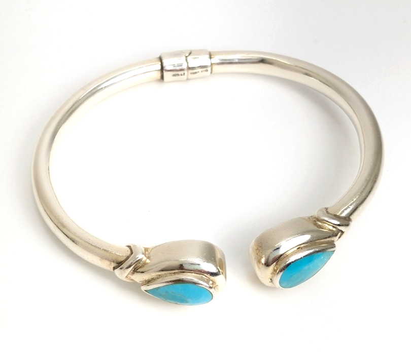 Sterling Silver 925 Bracelet Turquoise Bangle R1052- CRN19 - Image 3