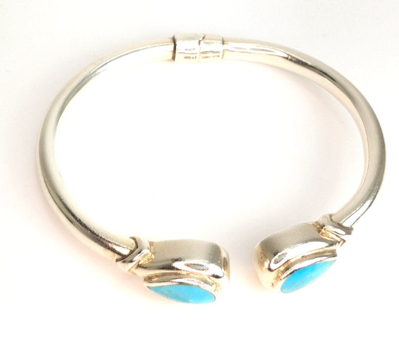 Sterling Silver 925 Bracelet Turquoise Bangle R1052- CRN19 - Image 4