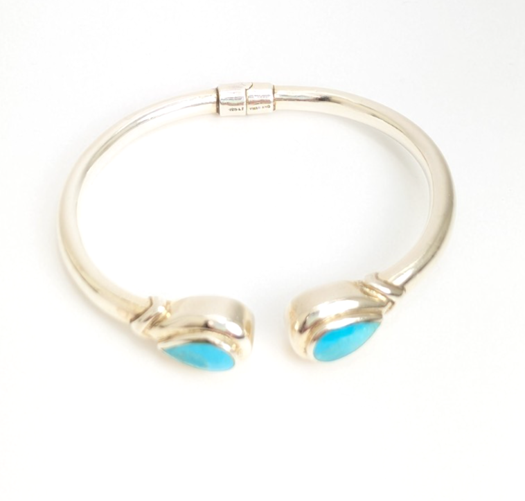 Sterling Silver 925 Bracelet Turquoise Bangle R1052- CRN19 - Image 5