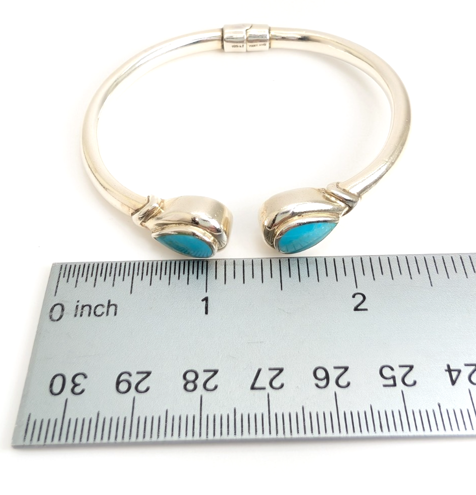 Sterling Silver 925 Bracelet Turquoise Bangle R1052- CRN19 - Image 12