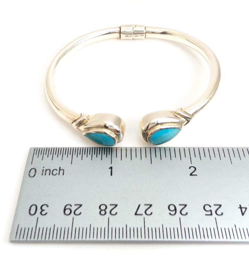 Sterling Silver 925 Bracelet Turquoise Bangle R1052- CRN19 - Image 14