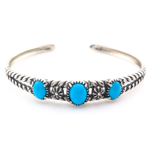 Carolyn Pollack Sterling Silver 925 3 Turquoise Cuff Bracelet 17569