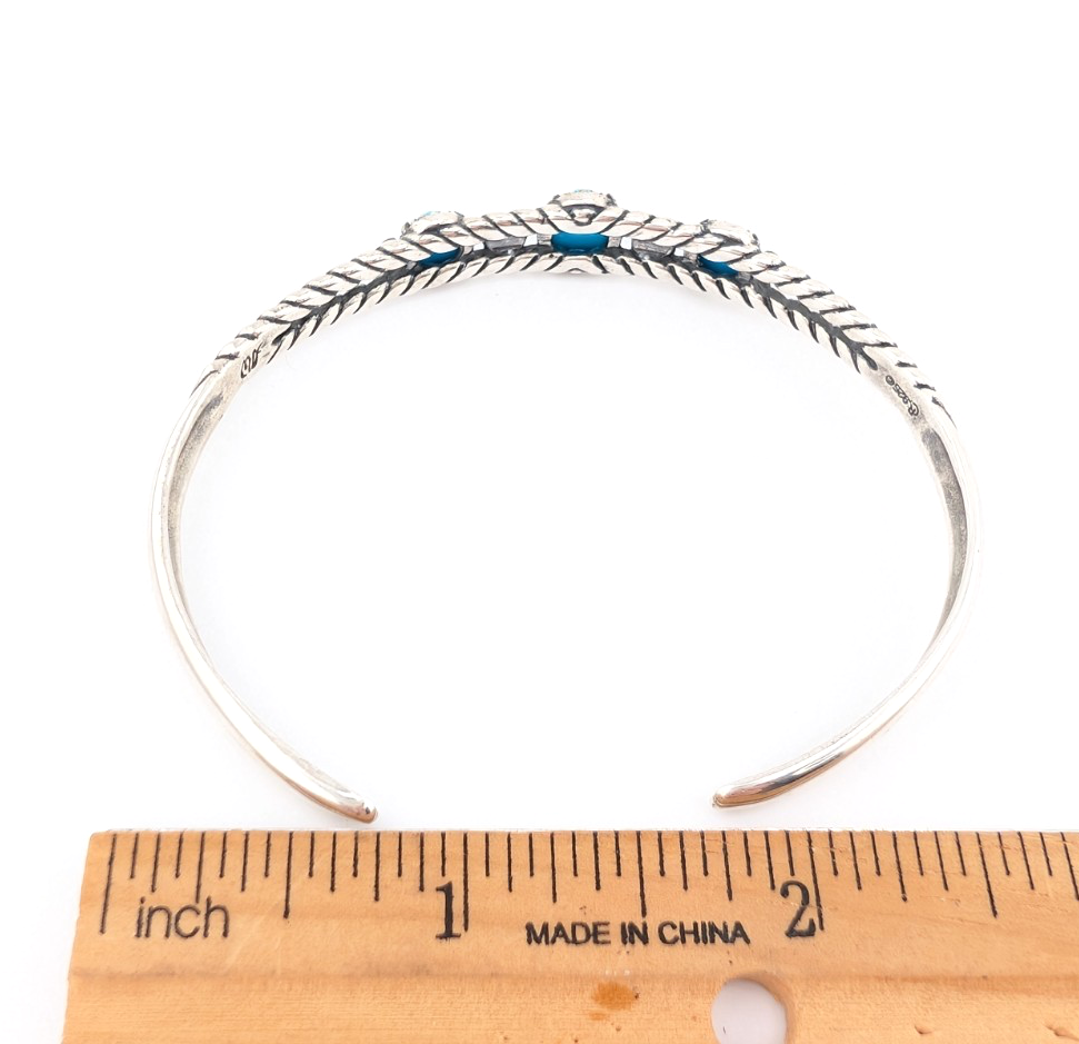 Carolyn Pollack Sterling Silver 925 3 Turquoise Cuff Bracelet 17569 - Image 10