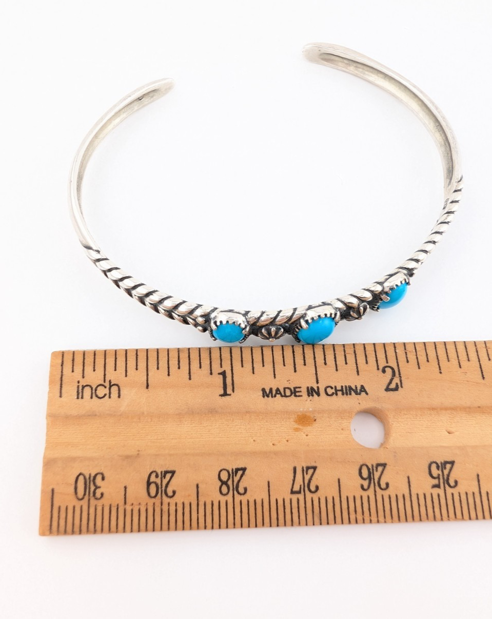 Carolyn Pollack Sterling Silver 925 3 Turquoise Cuff Bracelet 17569 - Image 11