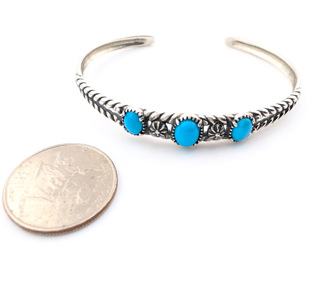 Carolyn Pollack Sterling Silver 925 3 Turquoise Cuff Bracelet 17569 - Image 12