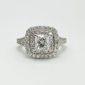 Neil Lane 14K Gold 1.5ctw Princess Diamond Double Halo Engagement Ring sz 6 L910