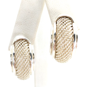 Sterling Silver 925 Earrings ESPO Mesh J Hoops R532- FOX1469