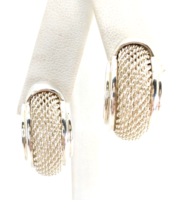 Sterling Silver 925 Earrings ESPO Mesh J Hoops R532- FOX1469