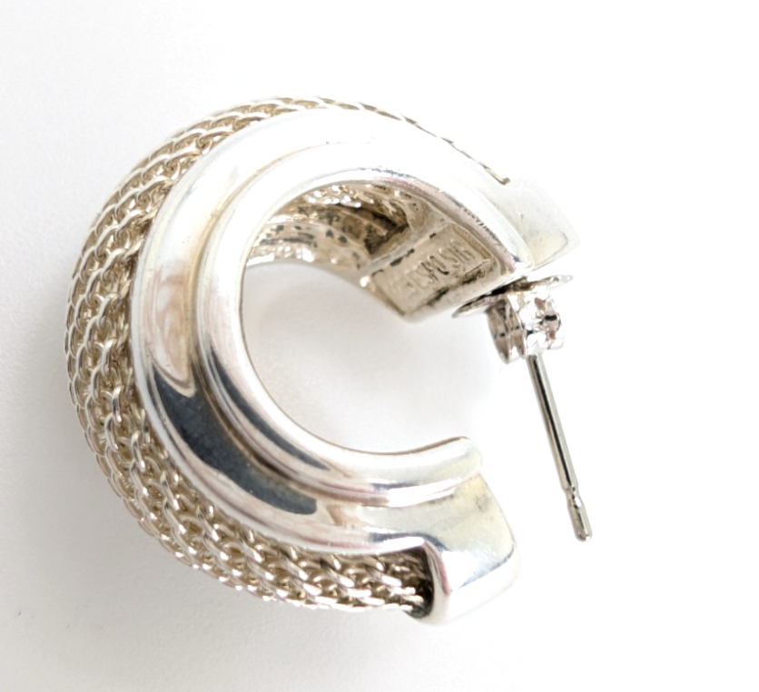 Sterling Silver 925 Earrings ESPO Mesh J Hoops R532- FOX1469 - Image 11