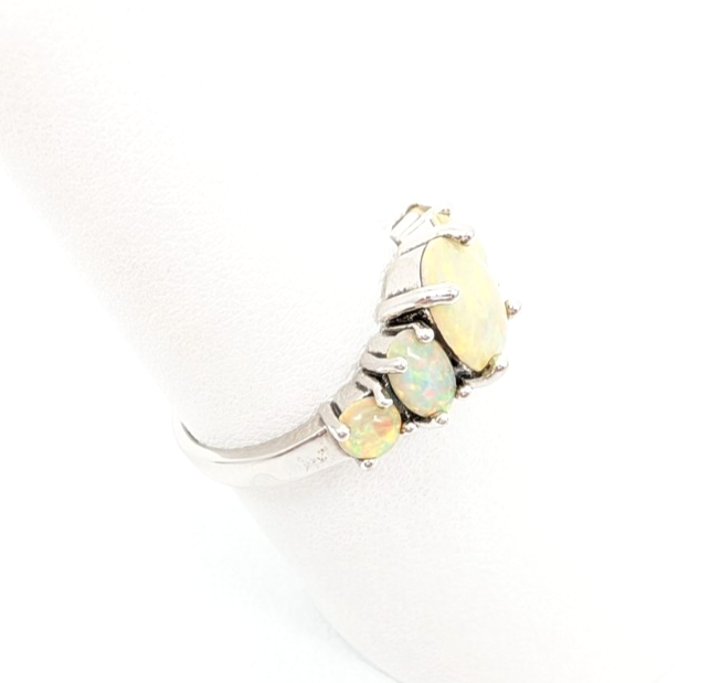 Sterling Silver 925 6.75 Ring 5 Graduated Oval Yellow Opal 11437 - Image 5