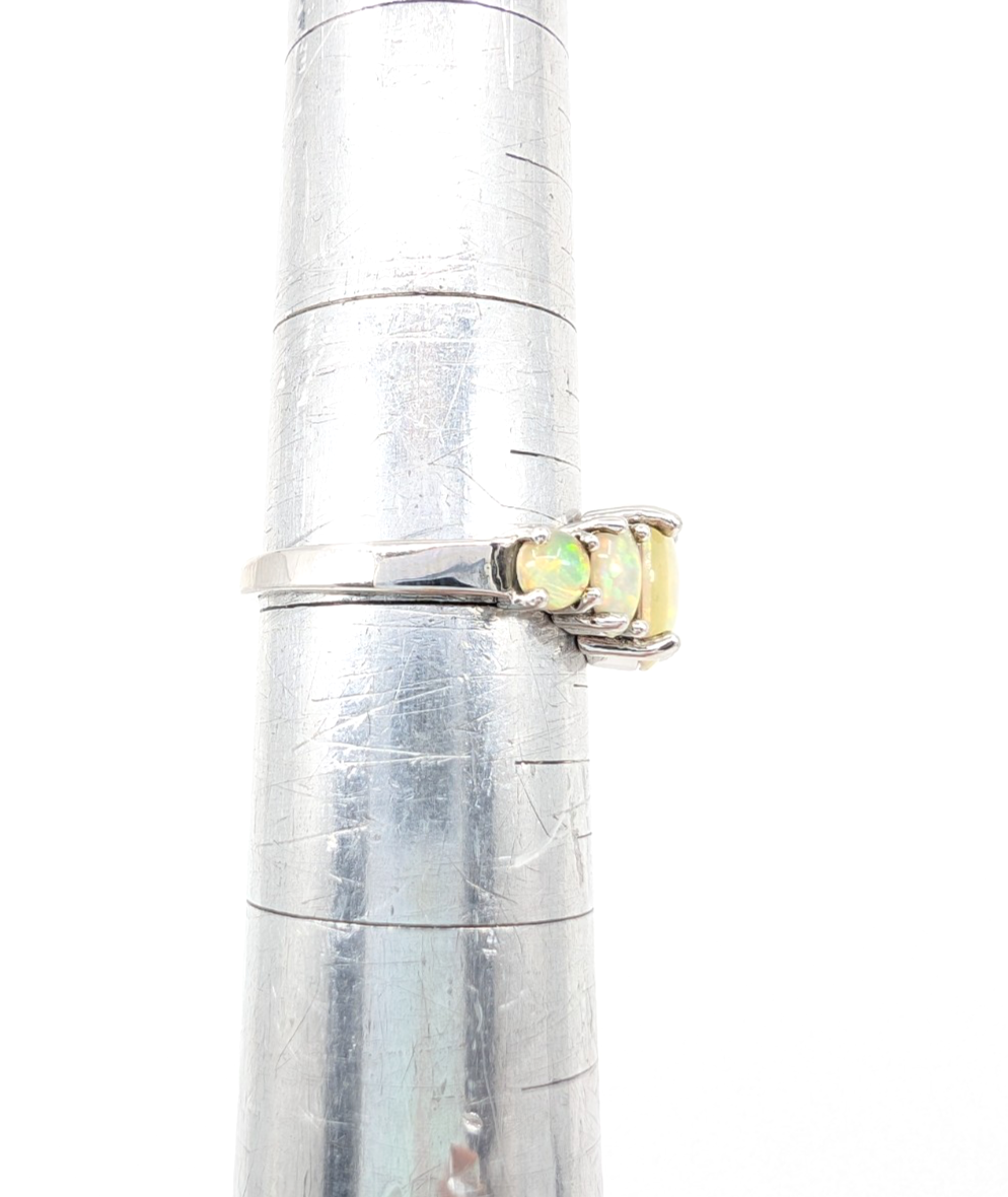 Sterling Silver 925 6.75 Ring 5 Graduated Oval Yellow Opal 11437 - Image 8