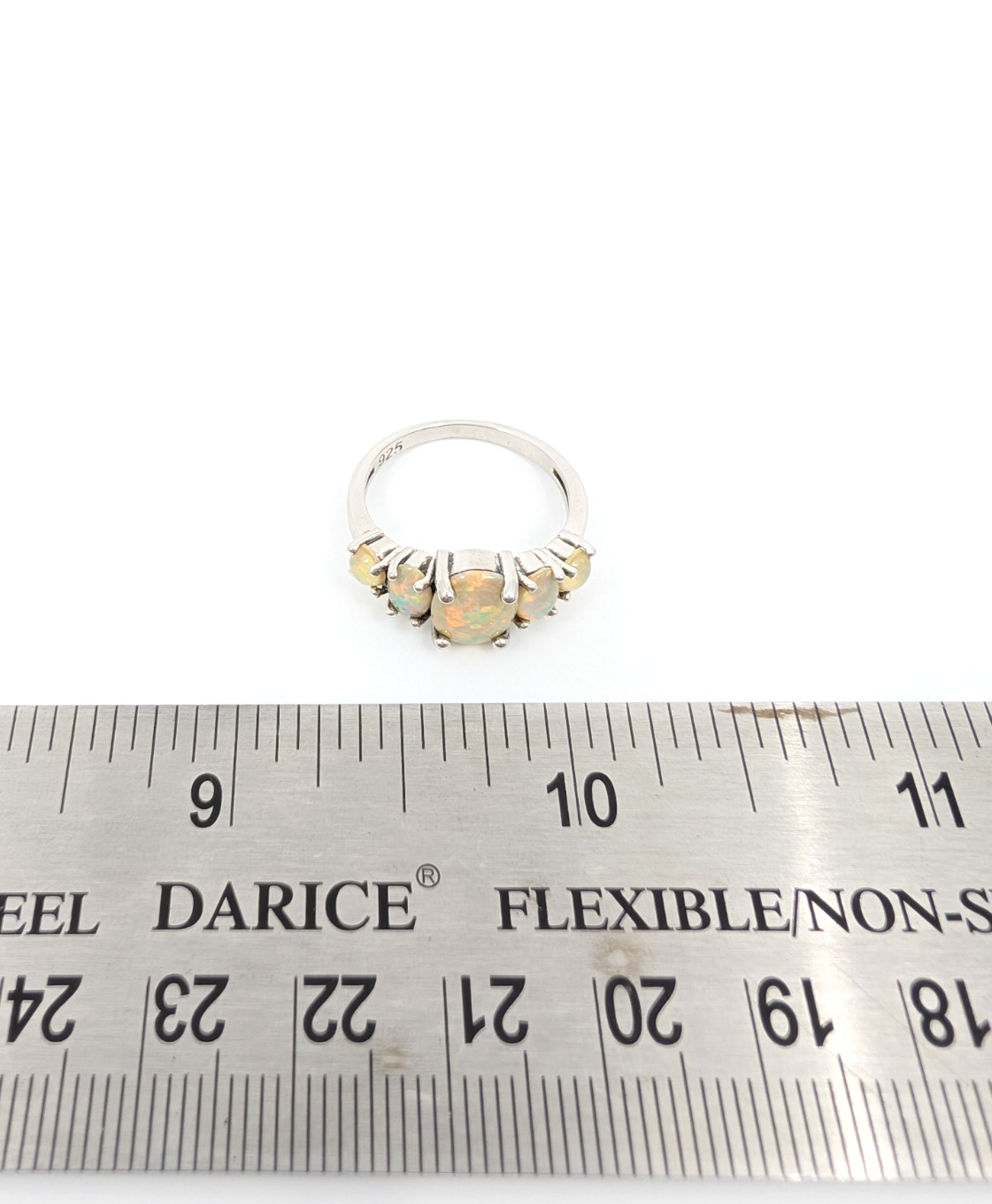 Sterling Silver 925 6.75 Ring 5 Graduated Oval Yellow Opal 11437 - Image 11