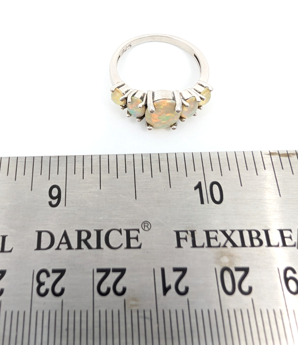 Sterling Silver 925 6.75 Ring 5 Graduated Oval Yellow Opal 11437 - Image 12