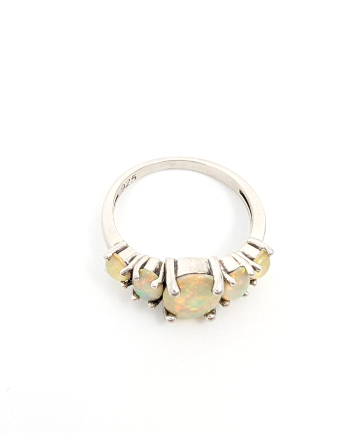 Sterling Silver 925 6.75 Ring 5 Graduated Oval Yellow Opal 11437 - Image 14