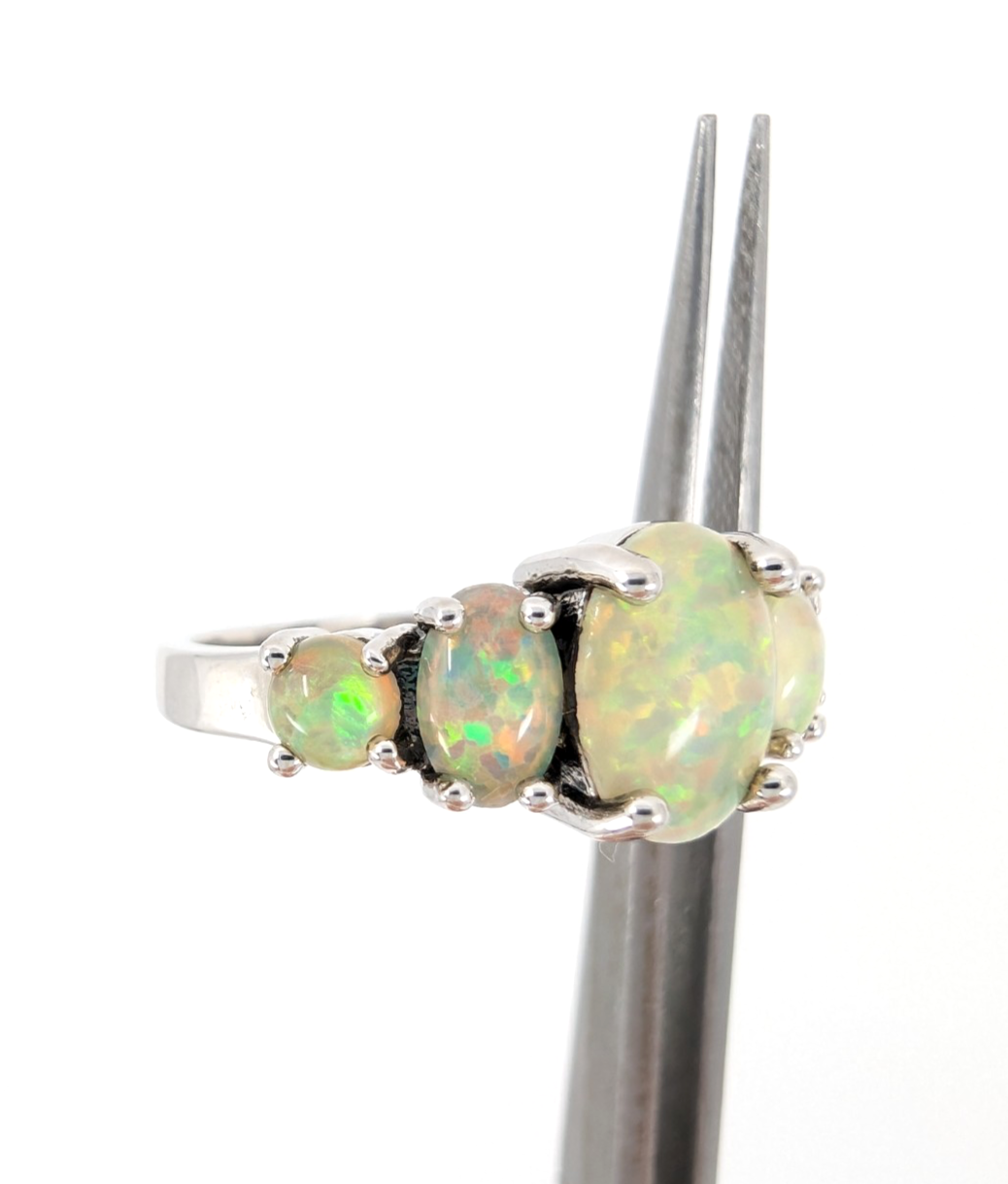 Sterling Silver 925 6.75 Ring 5 Graduated Oval Yellow Opal 11437 - Image 17