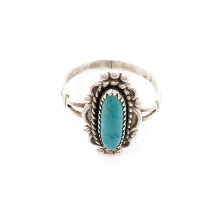 Sterling Silver 925 8 Ring Oval Turq Bead/ Swirl Frame R378- FOX1137 - Image 6