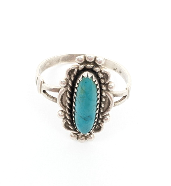Sterling Silver 925 8 Ring Oval Turq Bead/ Swirl Frame R378- FOX1137 - Image 7