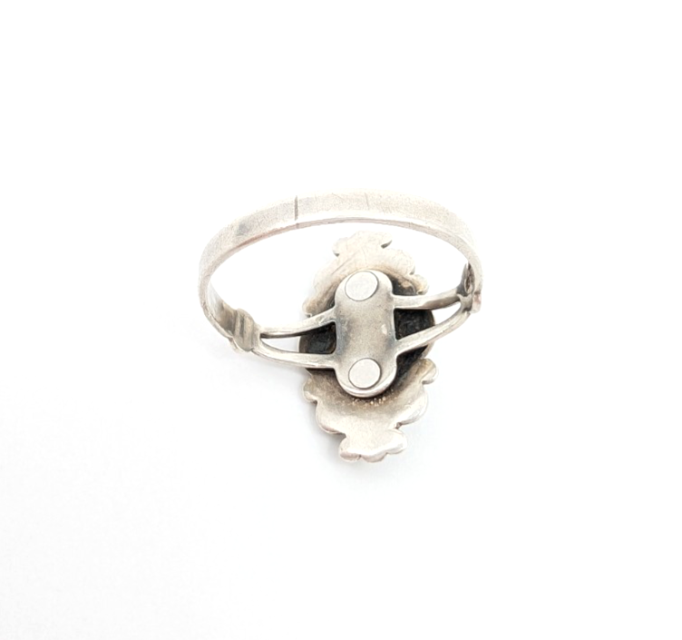 Sterling Silver 925 8 Ring Oval Turq Bead/ Swirl Frame R378- FOX1137 - Image 8