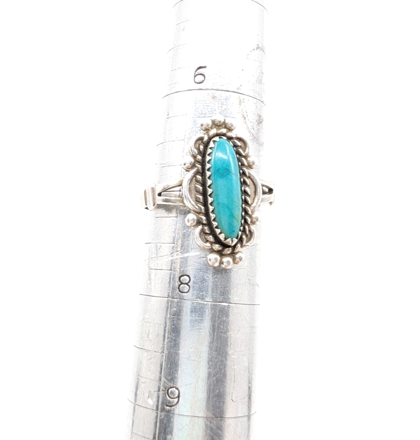 Sterling Silver 925 8 Ring Oval Turq Bead/ Swirl Frame R378- FOX1137 - Image 12