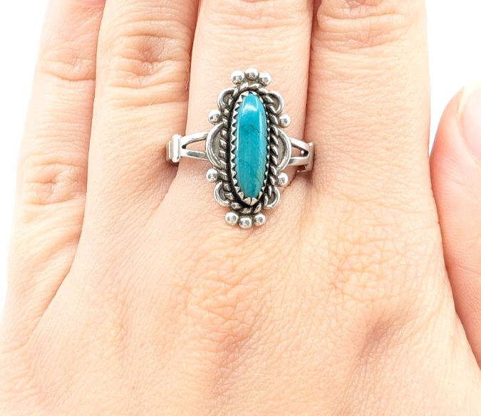 Sterling Silver 925 8 Ring Oval Turq Bead/ Swirl Frame R378- FOX1137 - Image 15