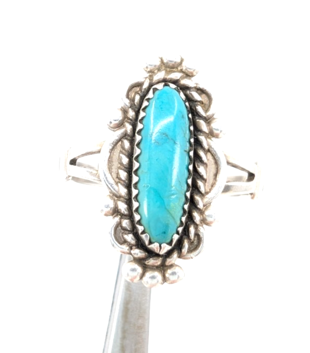 Sterling Silver 925 8 Ring Oval Turq Bead/ Swirl Frame R378- FOX1137 - Image 16