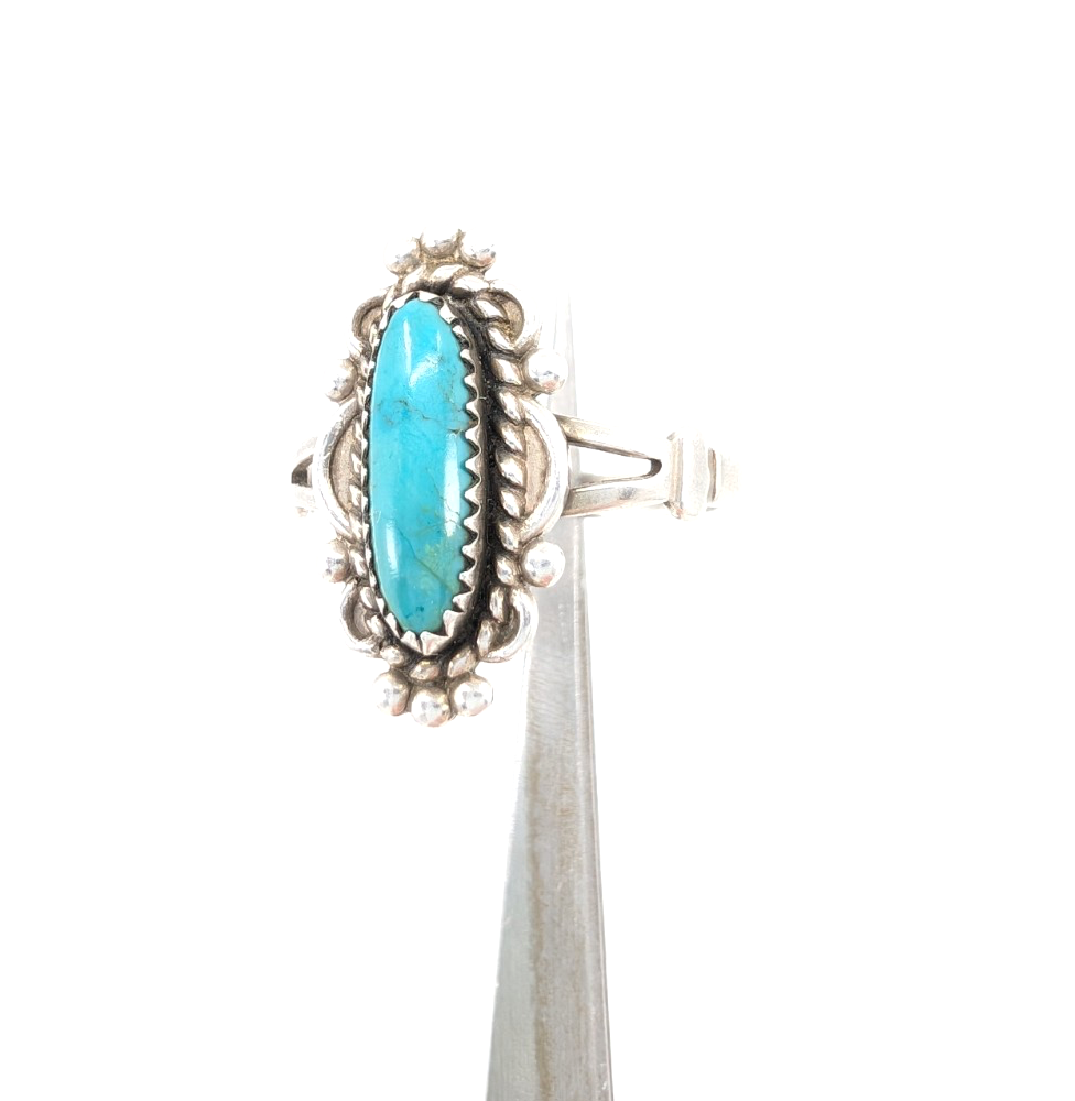 Sterling Silver 925 8 Ring Oval Turq Bead/ Swirl Frame R378- FOX1137 - Image 17