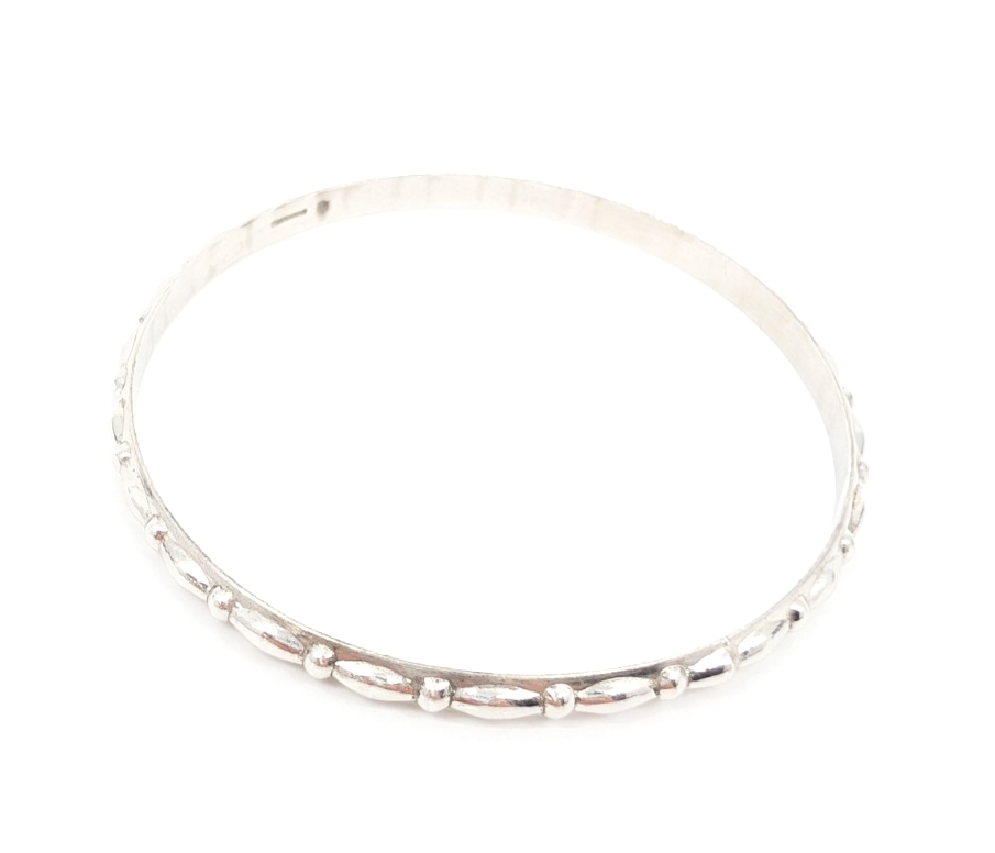 Sterling Silver 925 Medium Bracelets Scalloped Design Bangle 11758 - Image 2