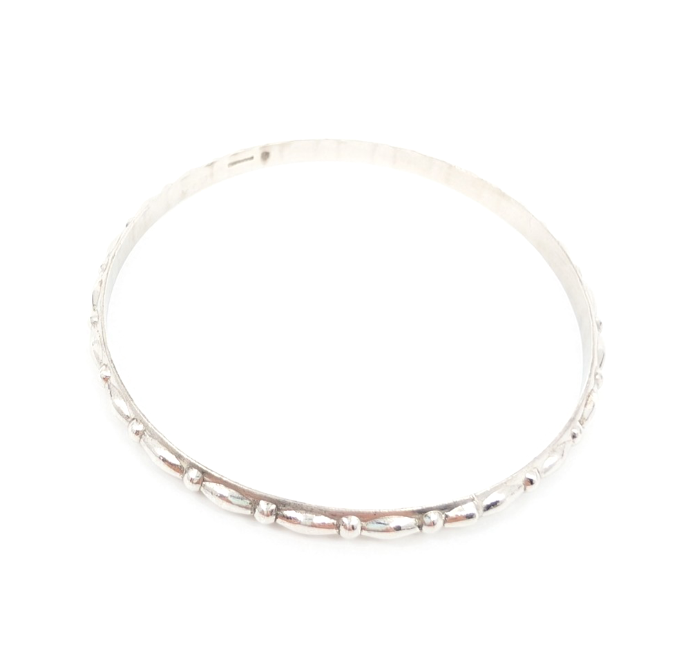 Sterling Silver 925 Medium Bracelets Scalloped Design Bangle 11758 - Image 4