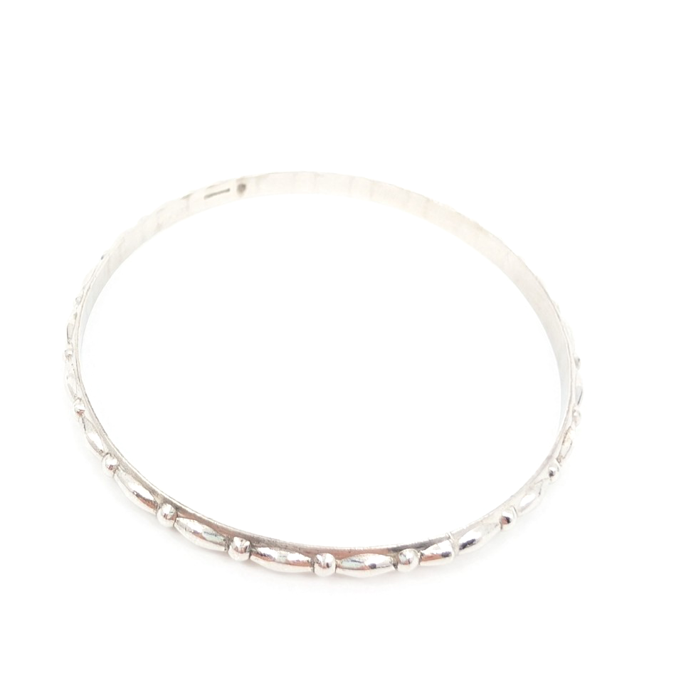 Sterling Silver 925 Medium Bracelets Scalloped Design Bangle 11758 - Image 5