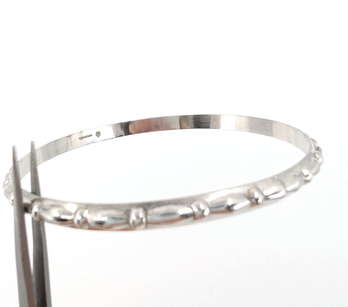 Sterling Silver 925 Medium Bracelets Scalloped Design Bangle 11758 - Image 8