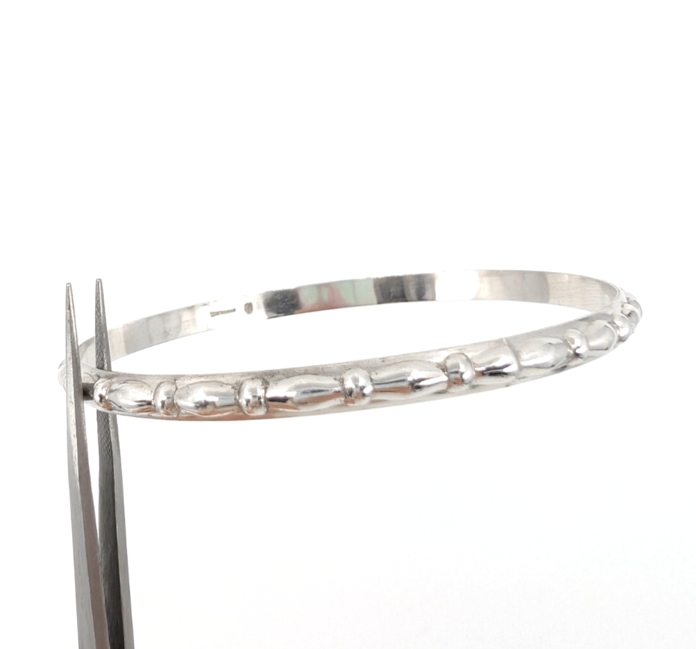 Sterling Silver 925 Medium Bracelets Scalloped Design Bangle 11758 - Image 9
