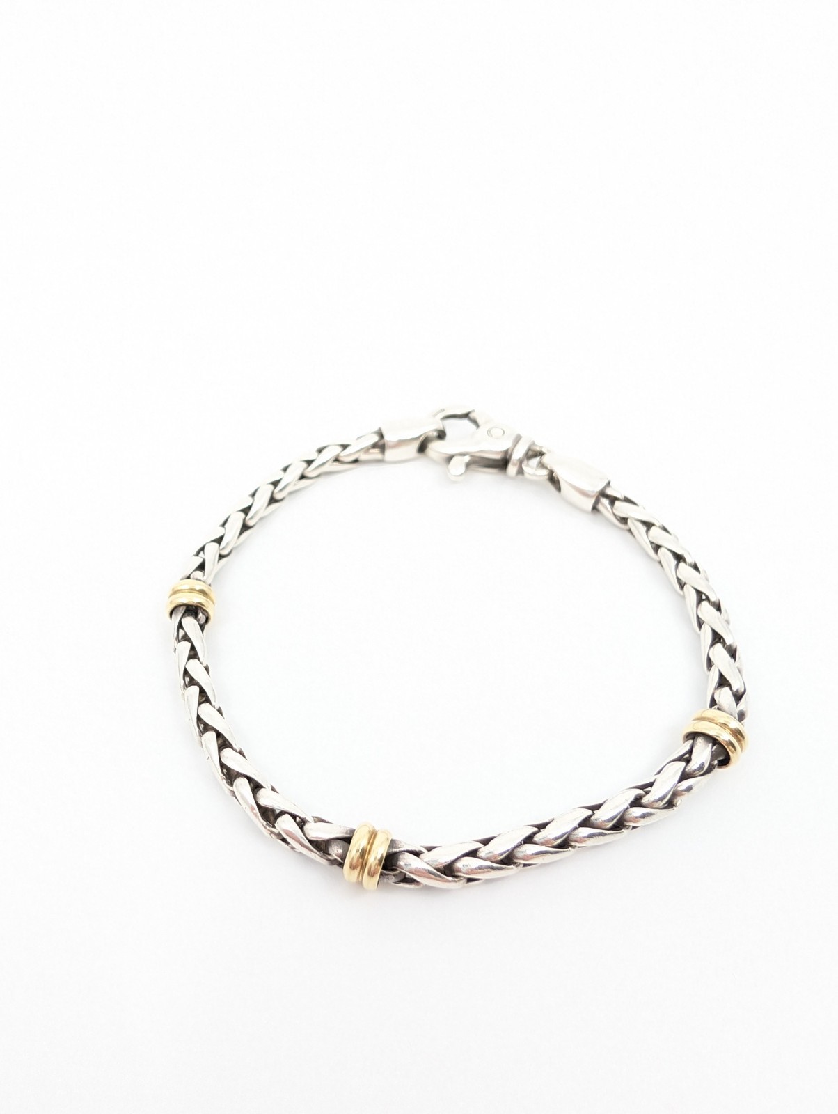 Sterling Silver 7.25" Bracelet 18K Accent Braided Silver R602- FOX1672 - Image 11