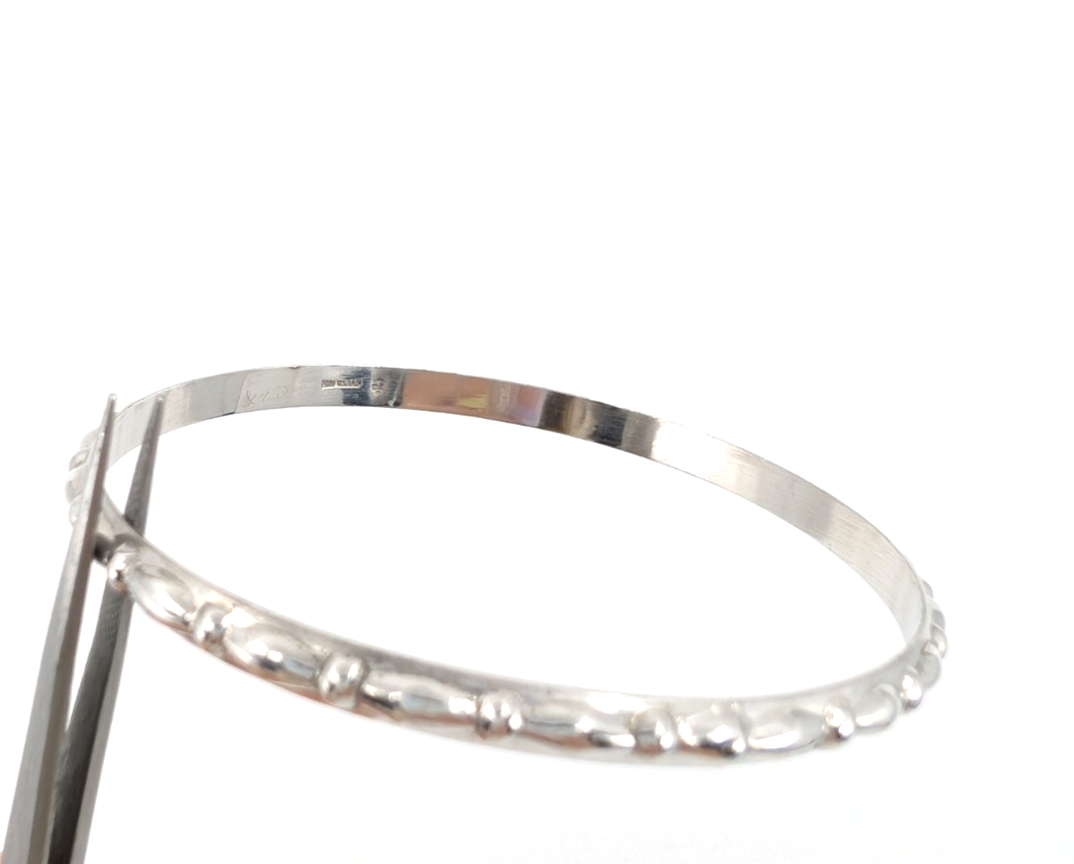 Sterling Silver 925 Medium Bracelets Scalloped Design Bangle 11758 - Image 10