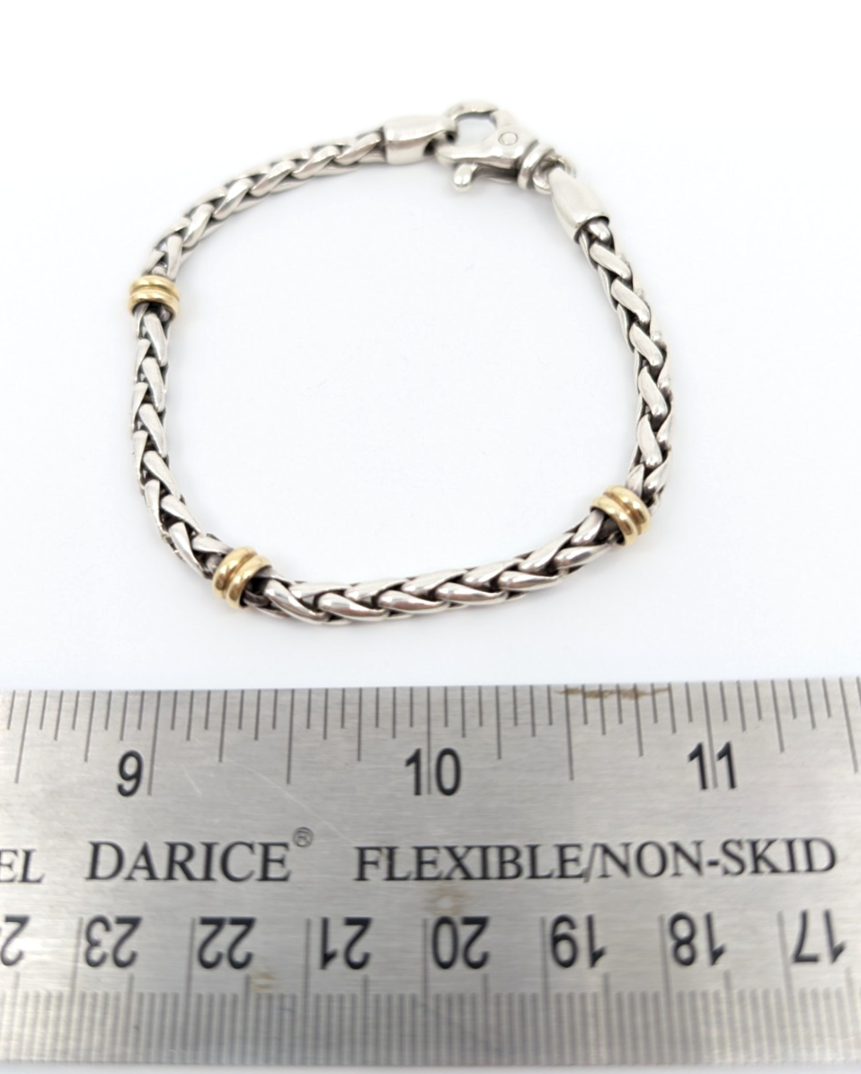 Sterling Silver 7.25" Bracelet 18K Accent Braided Silver R602- FOX1672 - Image 13