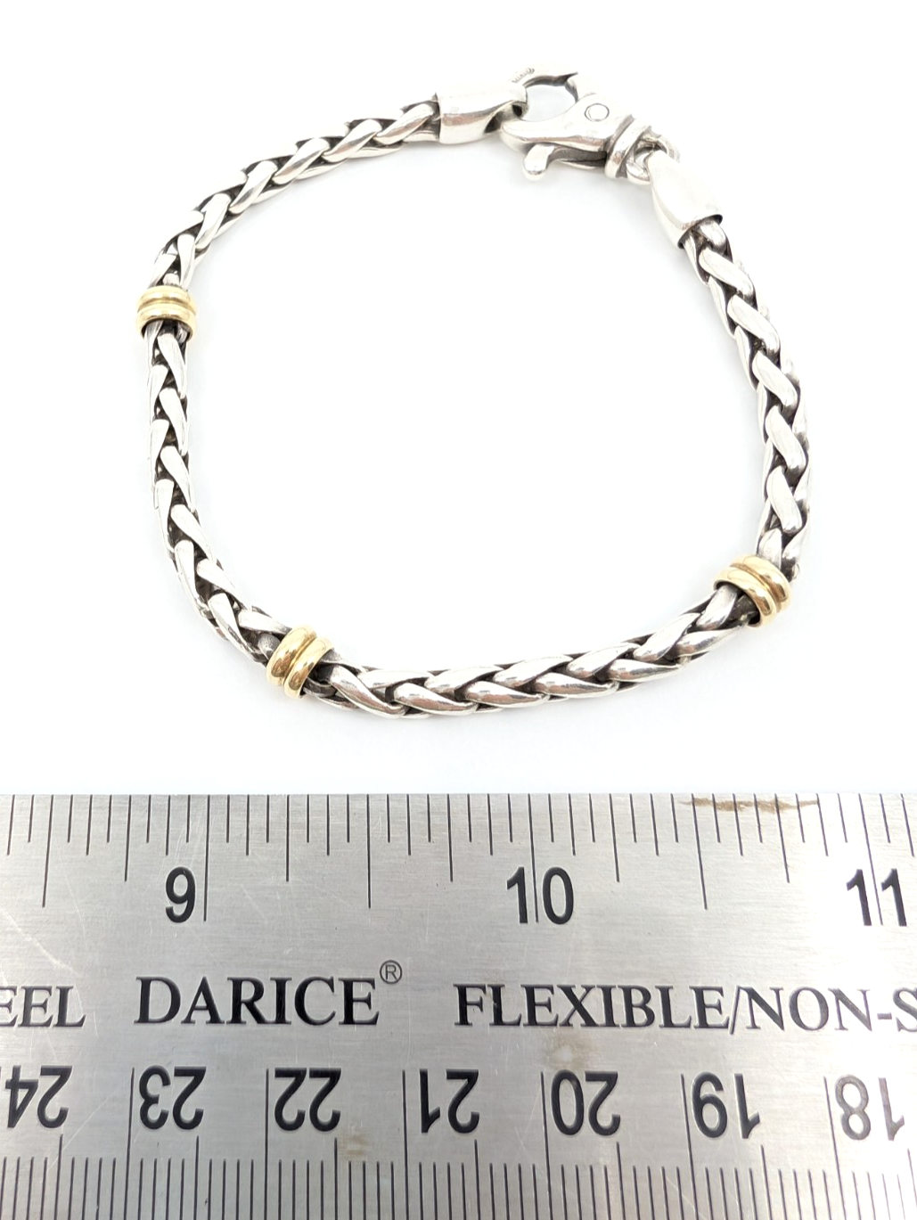 Sterling Silver 7.25" Bracelet 18K Accent Braided Silver R602- FOX1672 - Image 14