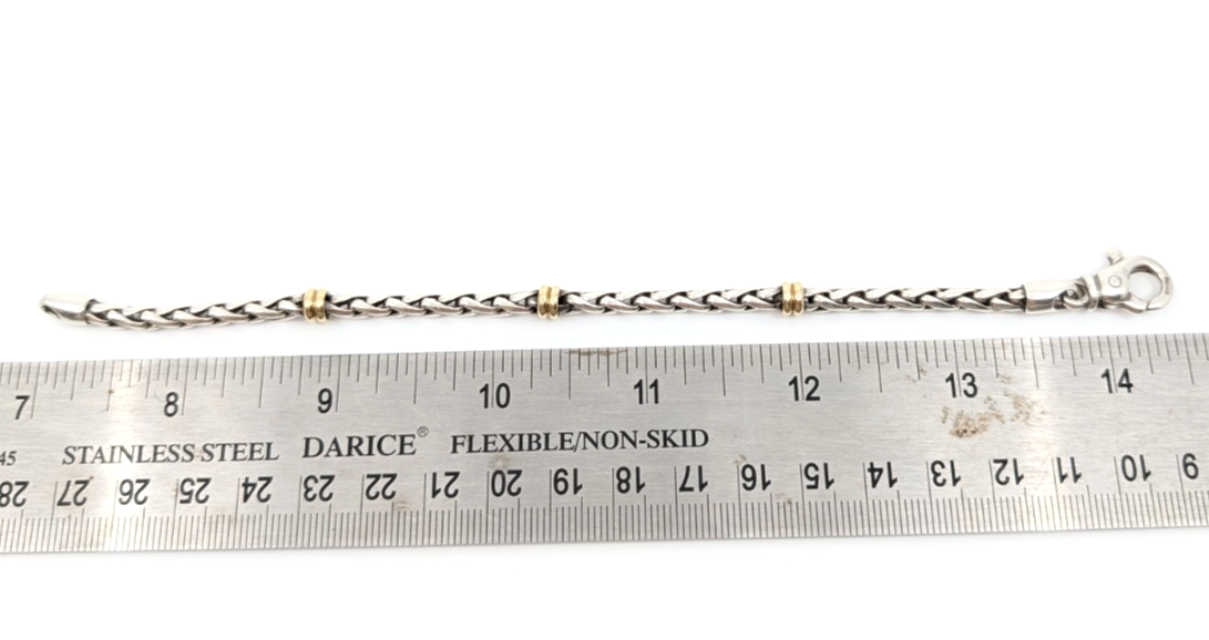 Sterling Silver 7.25" Bracelet 18K Accent Braided Silver R602- FOX1672 - Image 15