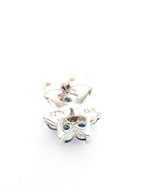 14K Gold Earrings Effy Sapphire Dia Flower Studs P785- FOX1663 - Image 12