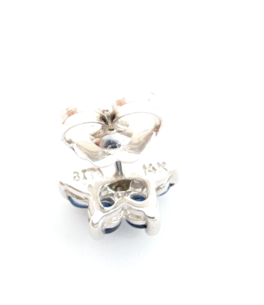 14K Gold Earrings Effy Sapphire Dia Flower Studs P785- FOX1663 - Image 13