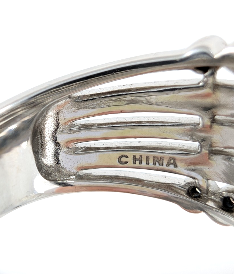 Sterling Silver 925 7 Ring Glass Encrusted/ Polished 5 Row Band 11686 - Image 16