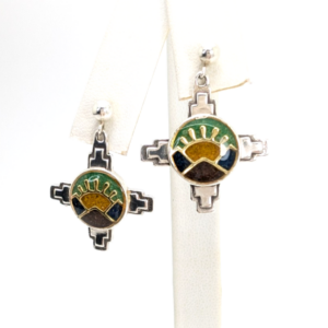 Carolyn Pollack Relios Sterling Silver 925 Mosaic Inlay Earrings R358-Fox1079