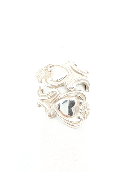 Sterling Silver 925 4 Ring Heart Flower Wrap 12677