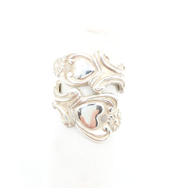 Sterling Silver 925 4 Ring Heart Flower Wrap 12677 - Image 2