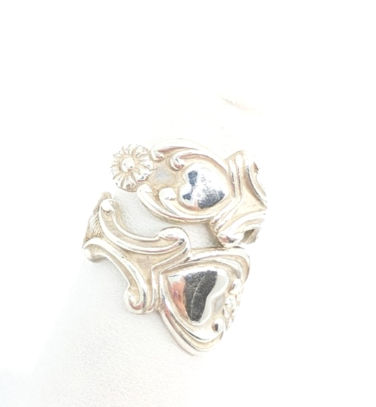 Sterling Silver 925 4 Ring Heart Flower Wrap 12677 - Image 3